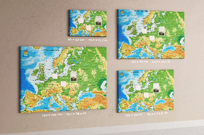 Europa-Karte mit Korkrückwand geografische Darstellung auf Kork
