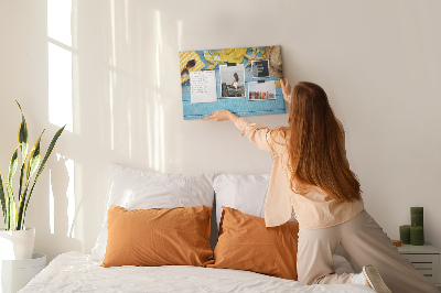 Wandbild mit Korkrückwand Sommer am Strand mit farbenfrohen Accessoires