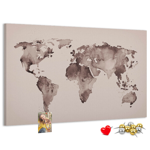 Kork-Weltkarte in Brauntönen