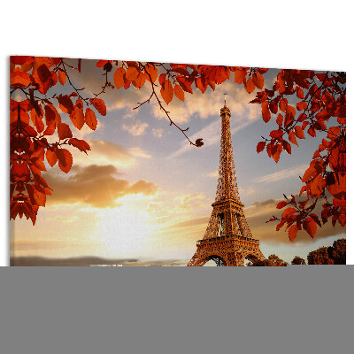 Bild mit Korkrückwand Eiffelturm in herbstlicher Kulisse