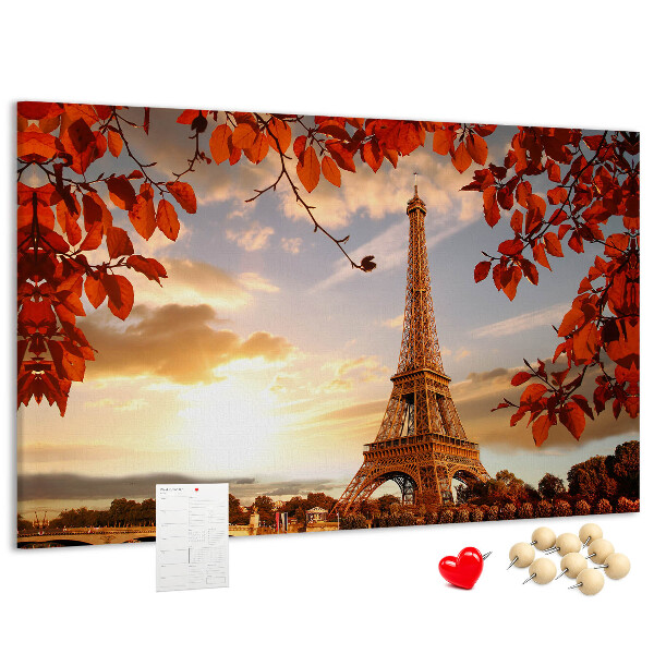 Bild mit Korkrückwand Eiffelturm in herbstlicher Kulisse