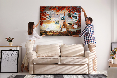 Bild mit Korkrückwand Eiffelturm in herbstlicher Kulisse