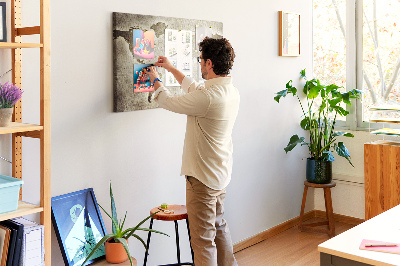 Korkbild Weltkarte mit Darstellung einer altmodischen Weltkarte im Hintergrund