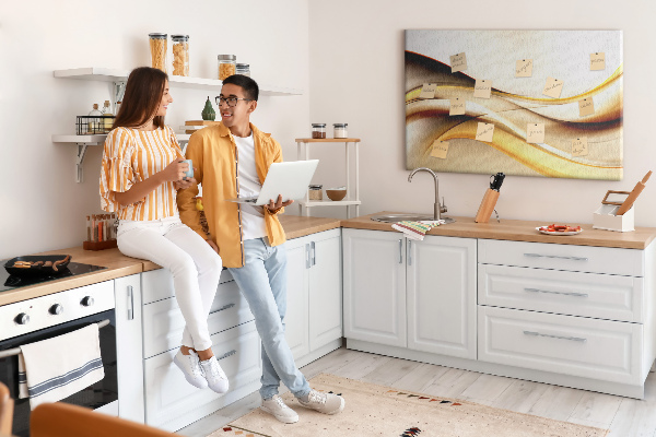 Korkbild goldene Wellen auf neutralem Hintergrund
