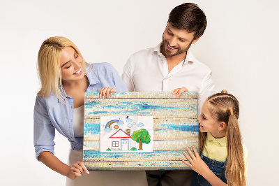 Korkbild rustikale Bretter in Blautönen