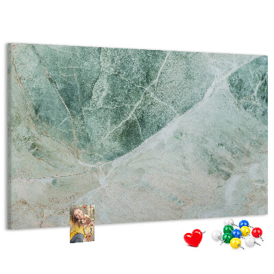 Bild mit Korkrückwand grüner Marmor mit feinen Adern