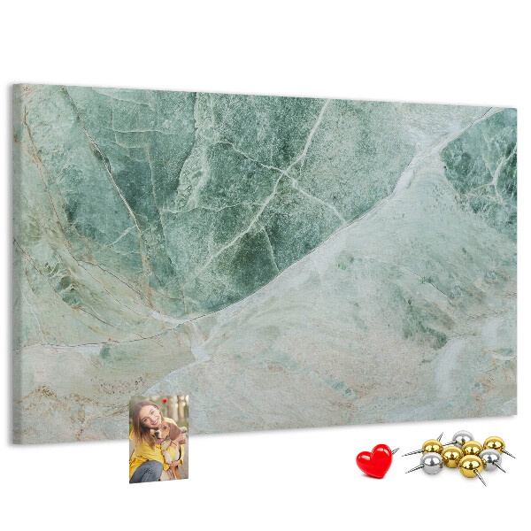 Bild mit Korkrückwand grüner Marmor mit feinen Adern