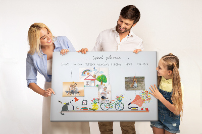 Korktafel farbenfroher Wochenplaner mit Büromotiven
