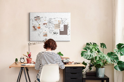 Korktafel als Weltkarte zum Ausmalen und Beschriften