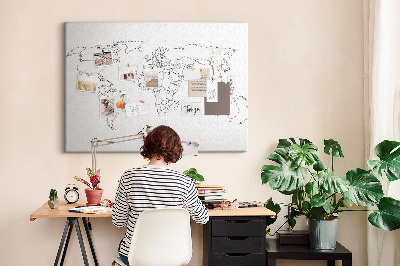 Korktafel als Weltkarte zum Ausmalen und Beschriften