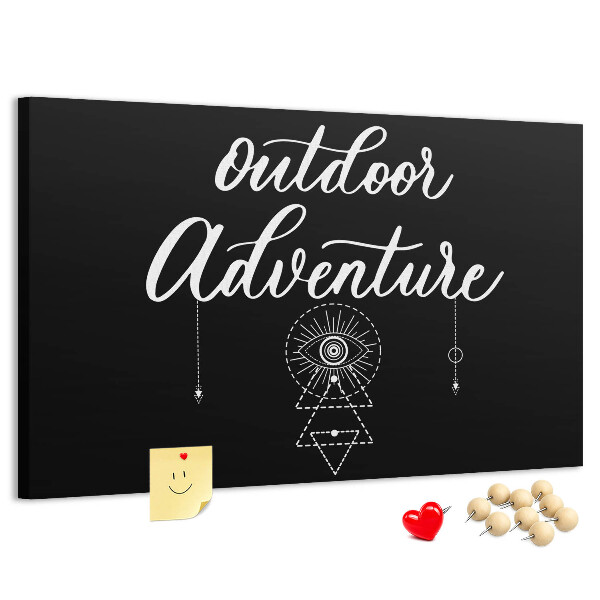 Korkbild Outdoor-Abenteuer mit Symbolen