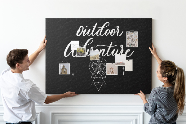 Korkbild Outdoor-Abenteuer mit Symbolen