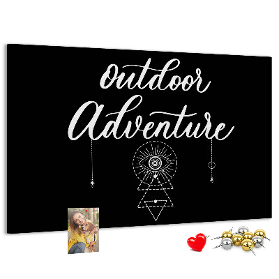 Korkbild Outdoor-Abenteuer mit Symbolen