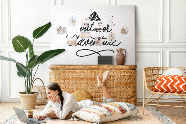 Bild mit Korkrückwand Motiv Outdoor-Abenteuer mit Bergen