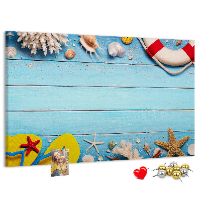Bilder mit Korkrückwand sommerliches Meeresdesign mit Muscheln und Sand