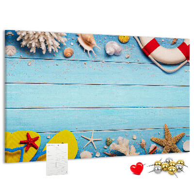 Bilder mit Korkrückwand sommerliches Meeresdesign mit Muscheln und Sand