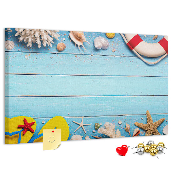 Bilder mit Korkrückwand sommerliches Meeresdesign mit Muscheln und Sand