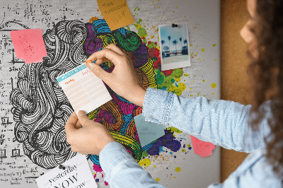Korkbild mit dem Motiv Verstand und Kreativität in farbenfroher Harmonie