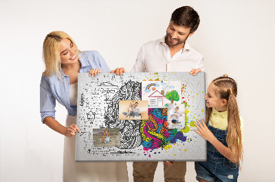 Korkbild mit dem Motiv Verstand und Kreativität in farbenfroher Harmonie