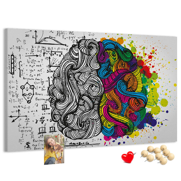 Korkbild mit dem Motiv Verstand und Kreativität in farbenfroher Harmonie