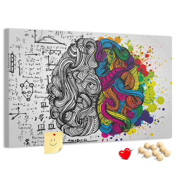 Korkbild mit dem Motiv Verstand und Kreativität in farbenfroher Harmonie