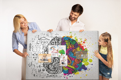Korkbild mit dem Motiv Verstand und Kreativität in farbenfroher Harmonie