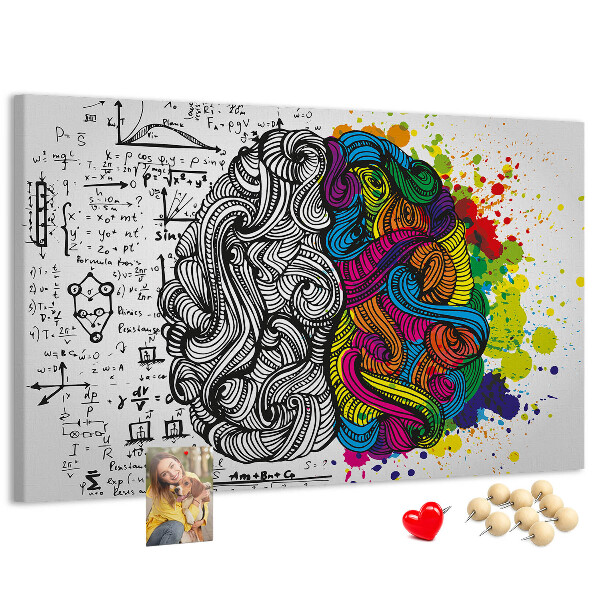 Korkbild mit dem Motiv Verstand und Kreativität in farbenfroher Harmonie