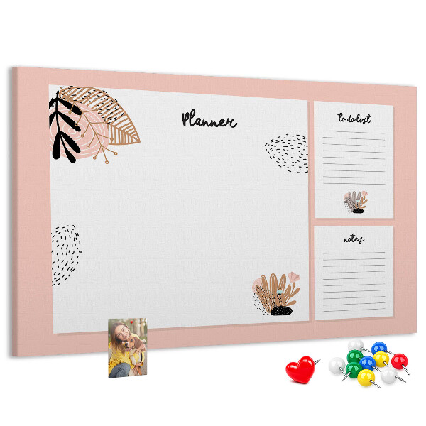 Bilder mit Korkrückwand stilvoller Planer mit floralen Akzenten