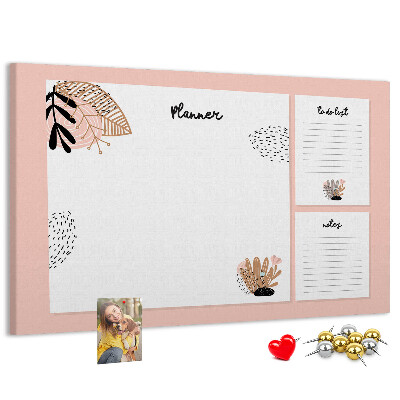 Bilder mit Korkrückwand stilvoller Planer mit floralen Akzenten