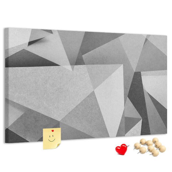 Bild mit Korkrückwand abstrakte geometrische Formen in Grau und Schwarz