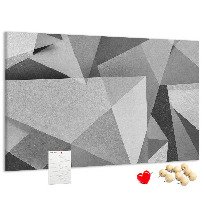 Bild mit Korkrückwand abstrakte geometrische Formen in Grau und Schwarz