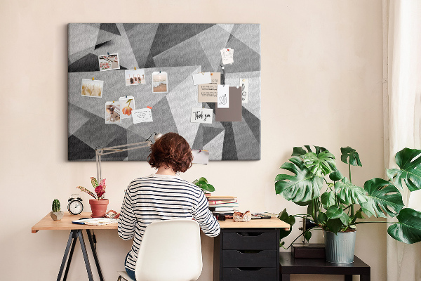 Bild mit Korkrückwand abstrakte geometrische Formen in Grau und Schwarz