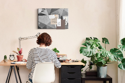 Bild mit Korkrückwand abstrakte geometrische Formen in Grau und Schwarz