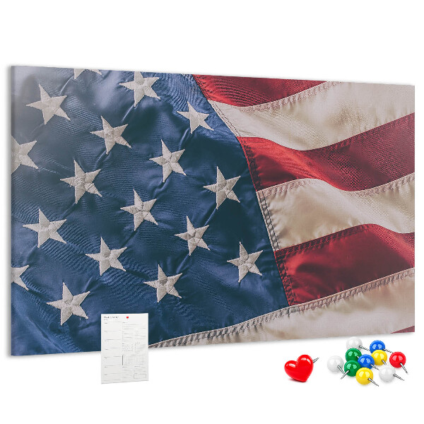 Korktafel mit Motiv der amerikanischen Flagge mit markanten Sternen