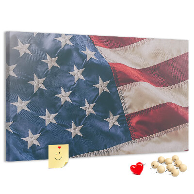 Korktafel mit Motiv der amerikanischen Flagge mit markanten Sternen