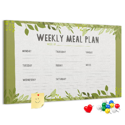 Kork-Pinnwand mit Speiseplan-Design von Green Leaf
