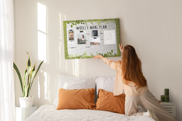 Kork-Pinnwand mit Speiseplan-Design von Green Leaf