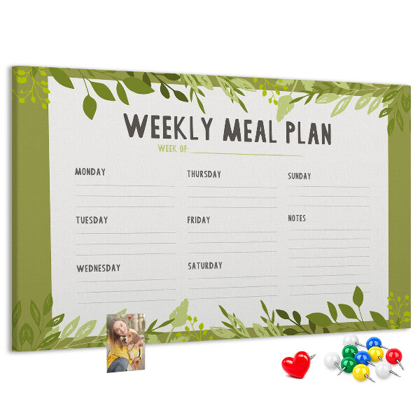 Kork-Pinnwand mit Speiseplan-Design von Green Leaf