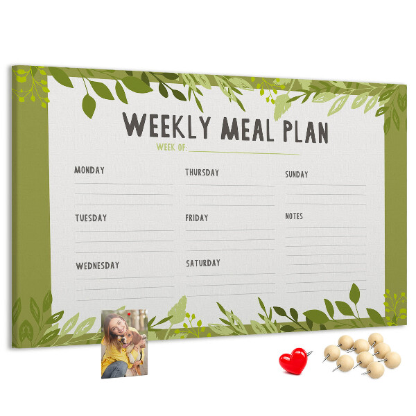 Kork-Pinnwand mit Speiseplan-Design von Green Leaf