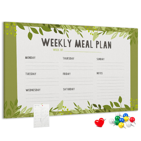Kork-Pinnwand mit Speiseplan-Design von Green Leaf
