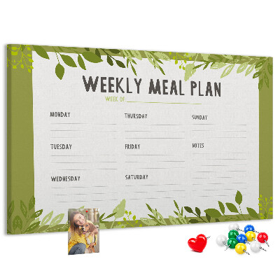 Kork-Pinnwand mit Speiseplan-Design von Green Leaf