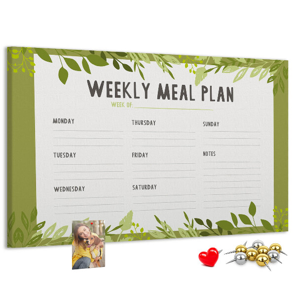 Kork-Pinnwand mit Speiseplan-Design von Green Leaf