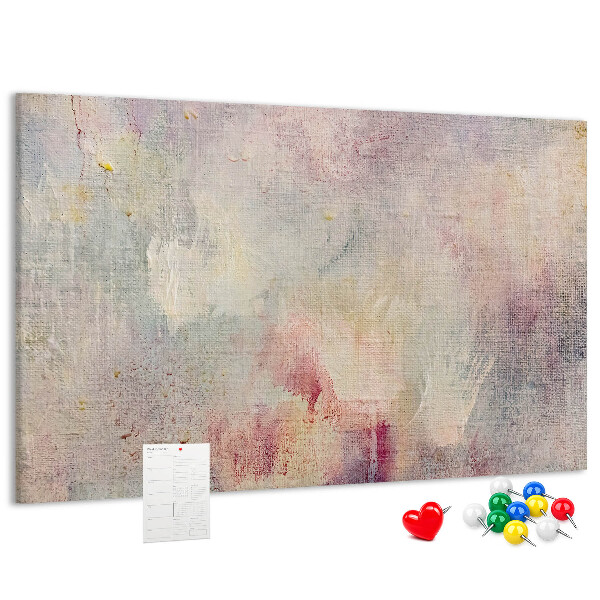 Korktafel mit zarten Pastellfarben auf dem Hintergrund