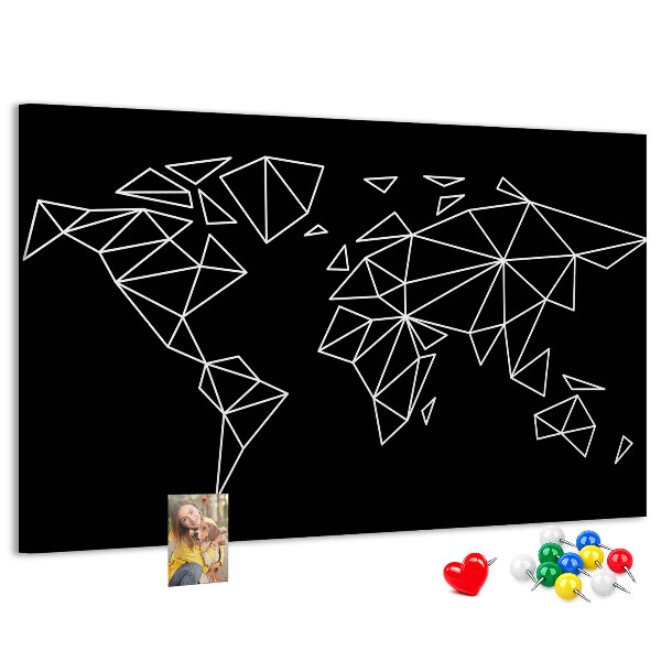 Korkbild die Geometrie der Welt in weißen Konturen