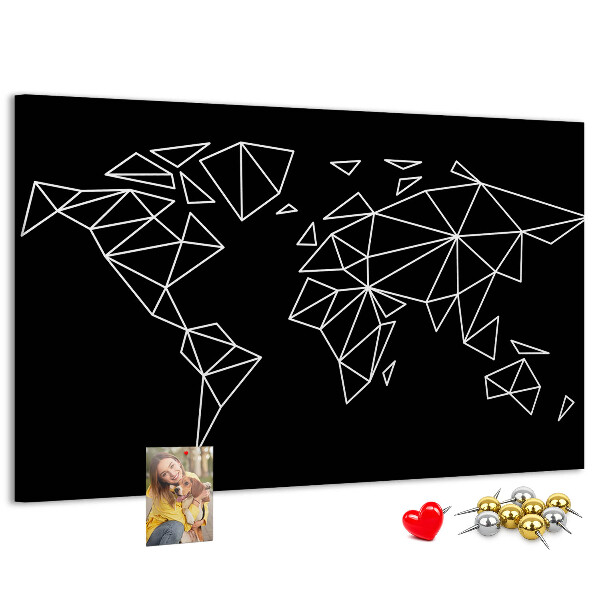 Korkbild die Geometrie der Welt in weißen Konturen