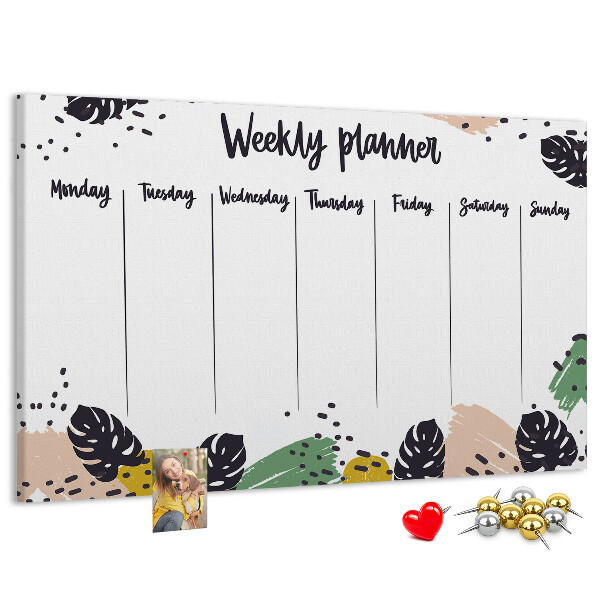 Wochenplaner aus Kork mit Tropical Leaf Motiv