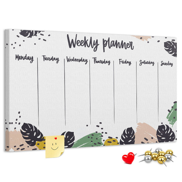 Wochenplaner aus Kork mit Tropical Leaf Motiv
