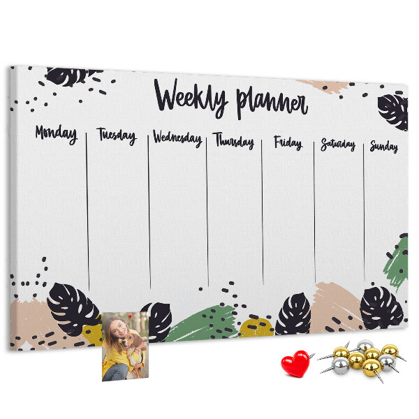 Wochenplaner aus Kork mit Tropical Leaf Motiv