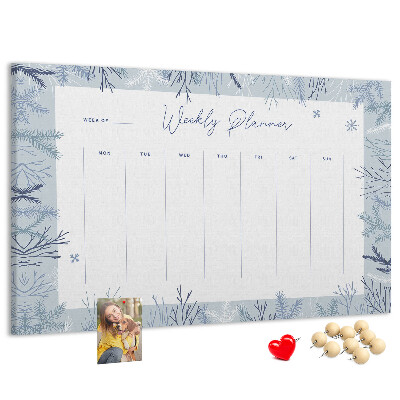 Korkbild Winterwochenplan mit einem filigranen Muster