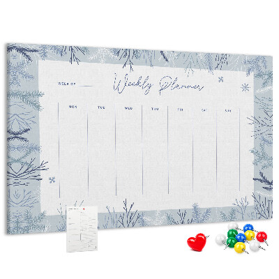 Korkbild Winterwochenplan mit einem filigranen Muster